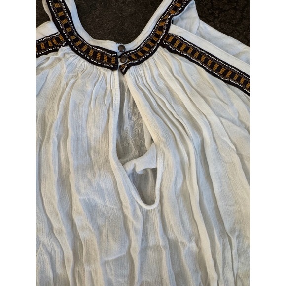 Embroidered Boho Blouse Cold Shoulder Top Beaded Festival Party Free People - Picture 9 of 9